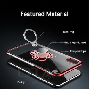 Electroplate shockproof case with magnetic ring holder for any model