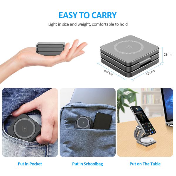 Portable Aluminum Wireless Magnetic Fast Charging Pad